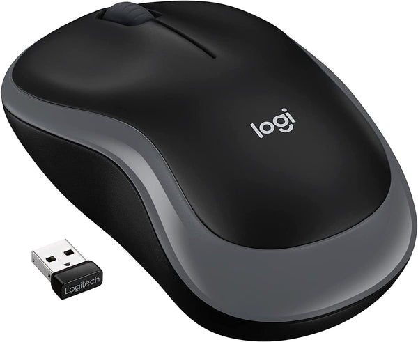 Logitech M185 Wireless Mouse, 2.4GHz with USB Mini Receiver, 12-Month Battery Life, 1000 DPI Optical Tracking, Ambidextrous, Compatible with PC, Mac, Laptop - Black